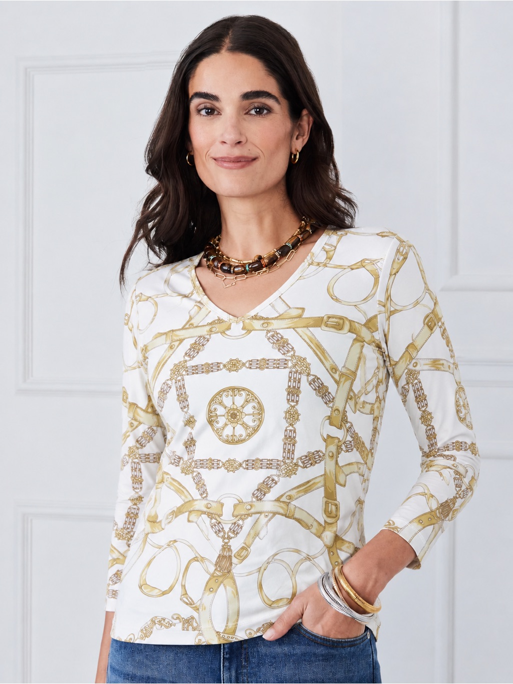 J. Mclaughlin Catalina Cloth Dressage Belt White Gold Cooling Top Shirt 1004